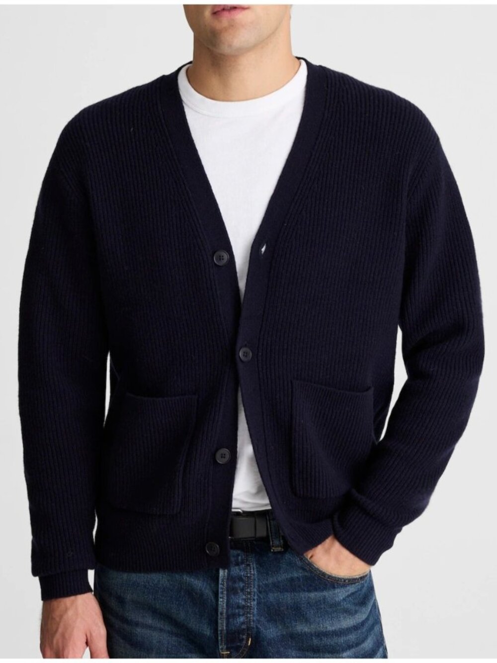 NWT Madewell Cardigan Sweater Mens XS Navy Heritage Merino Wool Preppy Fall Work